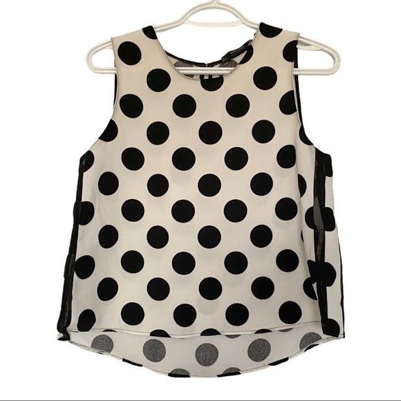 Zara sleeveless polka dot top with mesh side panel - Picture 7 of 7